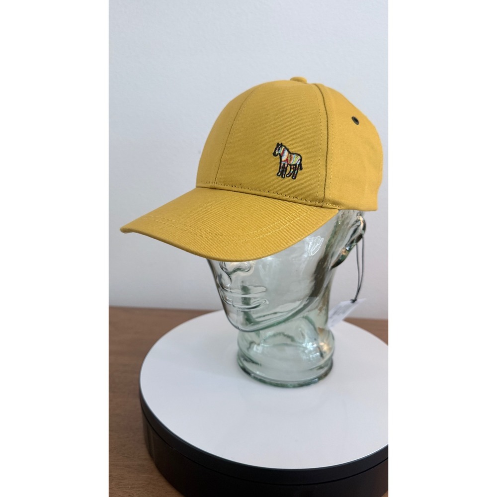 Paul Smith Mustard Yellow Cotton Zebra Logo Baseball Cap Adjustable Hat NWT